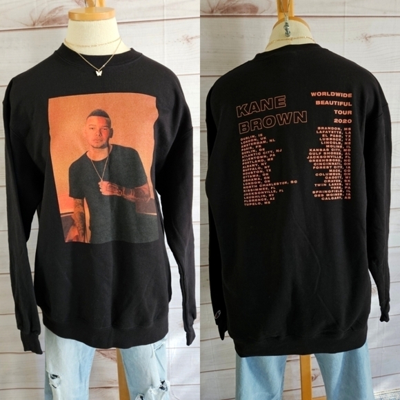 Kane Brown 2020 Beautiful Concert Tour Crewneck Sweatshirt in Black Size Large - Picture 11 of 11